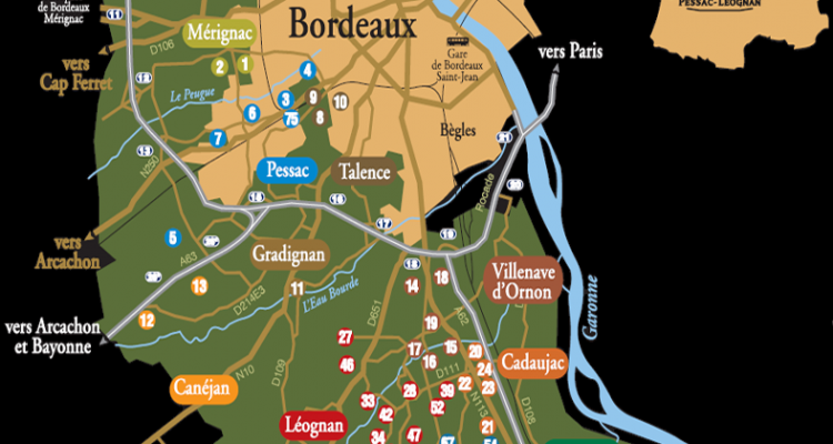 carte des communes du vignoble de pessac-léognan