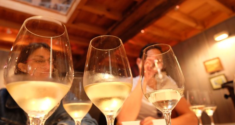 image of white wine glasses