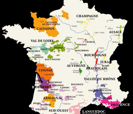 Carte des vins de France : carte région viticole - Vin Oenologie