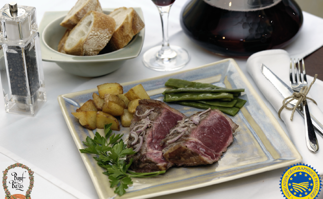 grillade de boeuf de bazas avec du vin de pessac-léognan